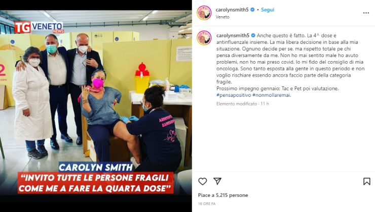 carolyn smith vaccino instagram-Solospettacolo