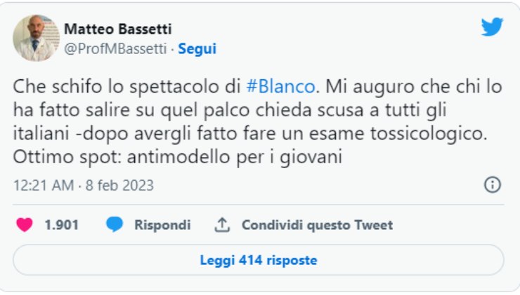 matteo bassetti contro blanco-Solospettacolo