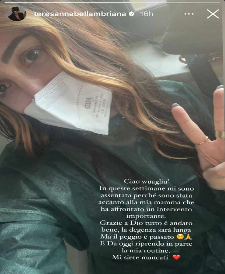 teresanna pugliese post ospedale-Solospettacolo