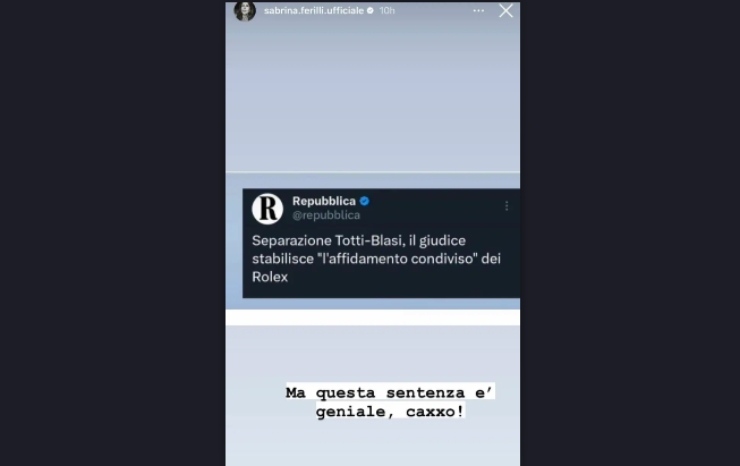 Sabrina Ferilli parla del divorzio di Totti e Ilary