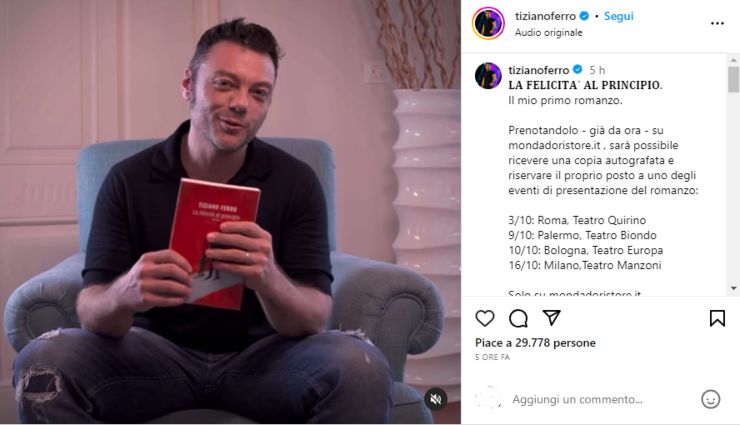 tiziano ferro romanzo-Solospettacolo