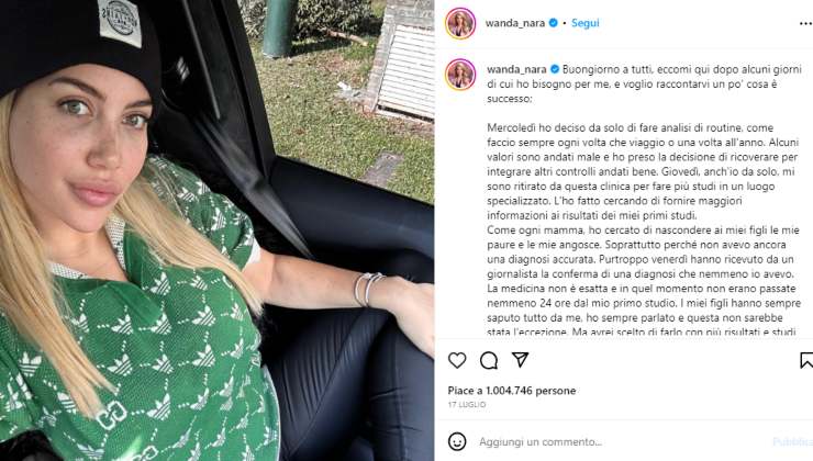 wanda nara post malattia - Solospettacolo